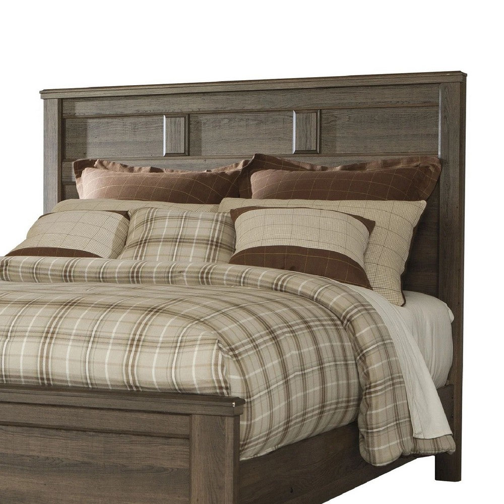 Joi Queen Size Bed | Plank Panel Design | Aged Oak Brown Rough Sawn