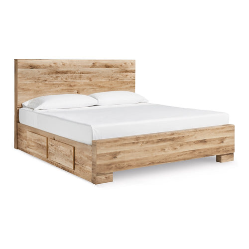 Oma King Panel Bed | 4 Storage Drawers | Rustic Finish | Brown Wood