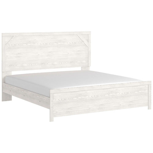 Hara King Panel Bed w Cross-Brace Accents | Farmhouse Gray-White Wood