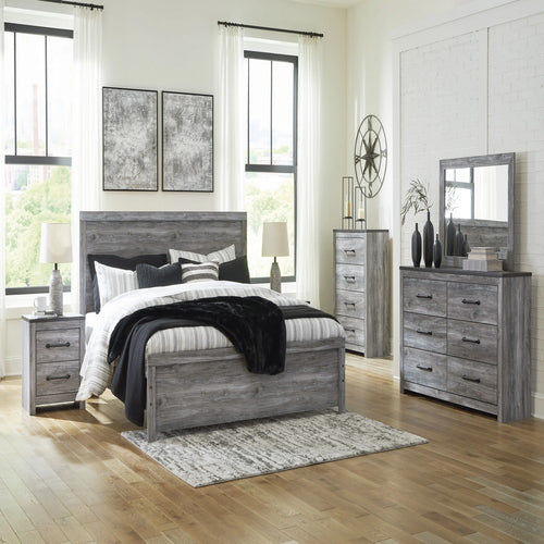 Roso King Panel Bed w Wood Grain Finish | Dark Gray Wood-Laminate