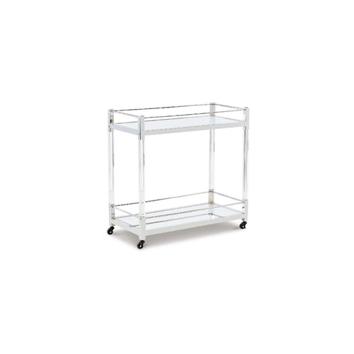Cho 2 Tier Bar Cart | Mirrored Shelves | Clear Acrylic & Chrome Frame
