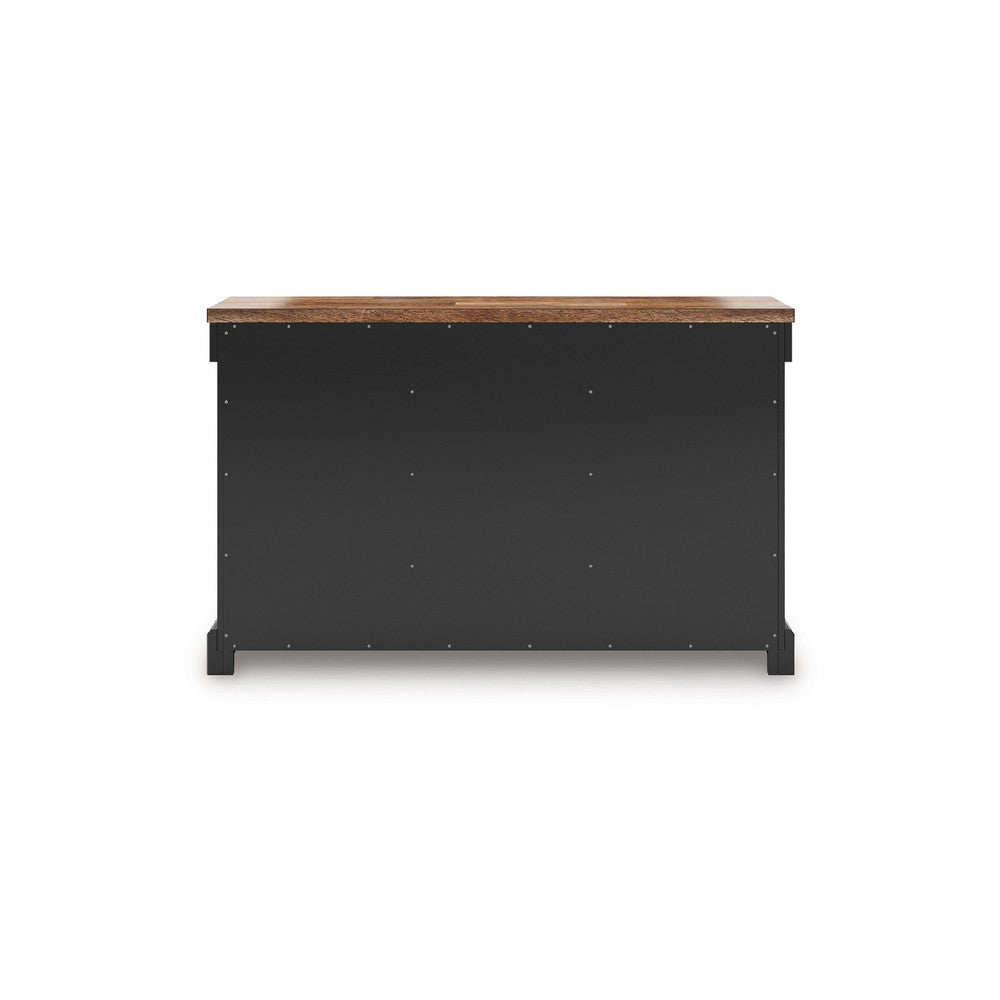 Fleur Sideboard Buffet Server | 59" Butcher Block Top | Brown Black