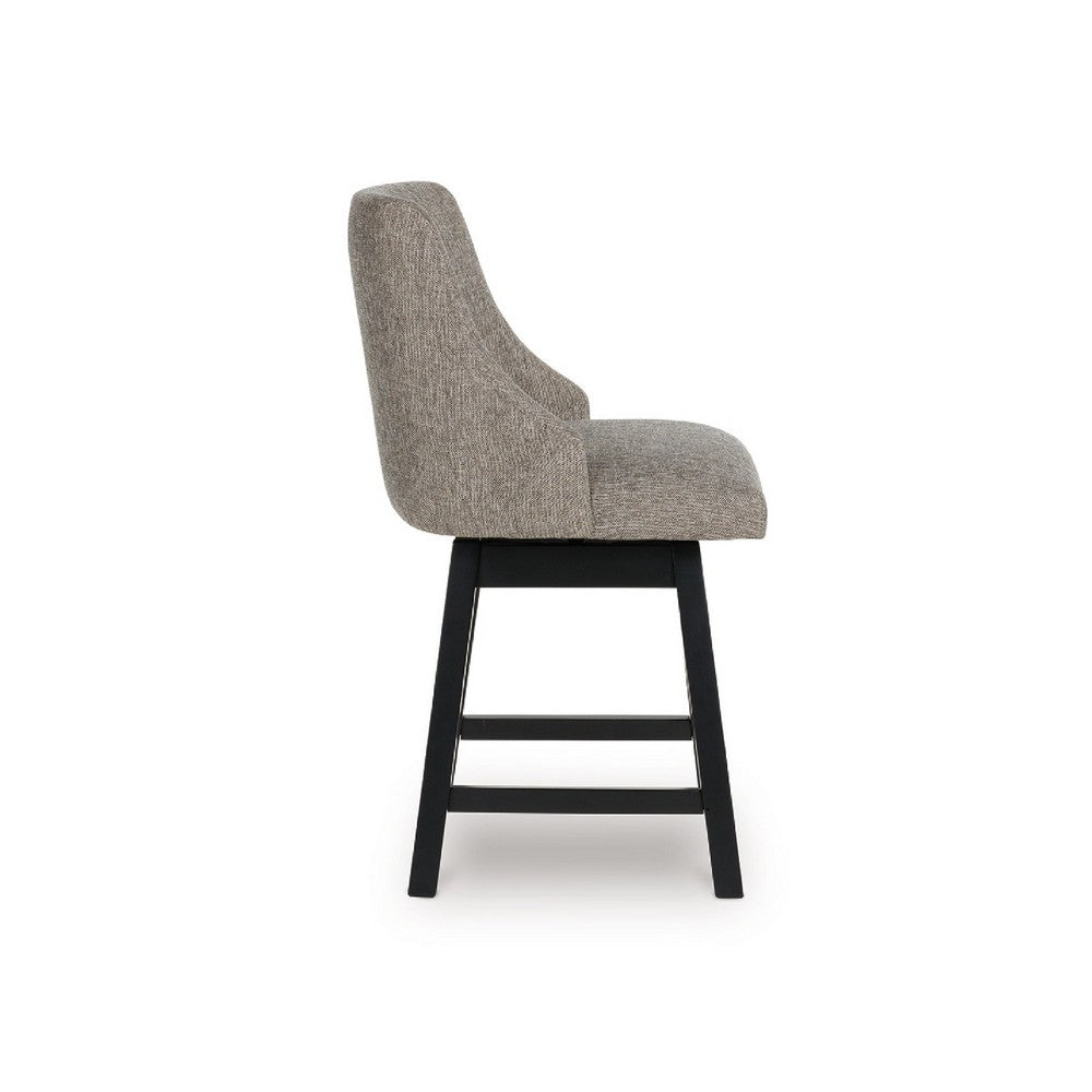 Nea Swivel Counter Stool Chair Set of 2 | Taupe Gray Padded | Dark Brown