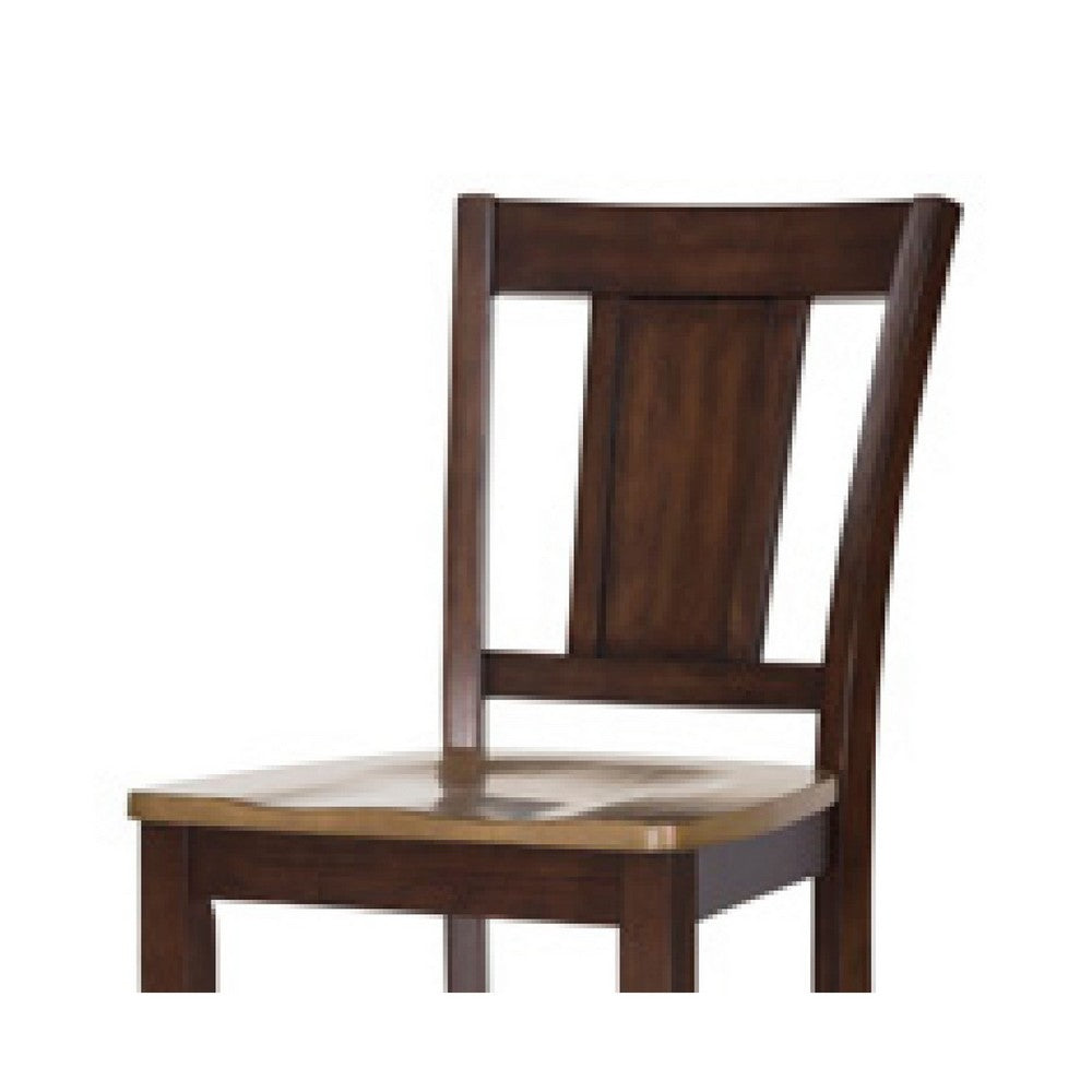 Rex Counter Height Chair Set of 2 | Light Brown Plank Seat | Dark Brown