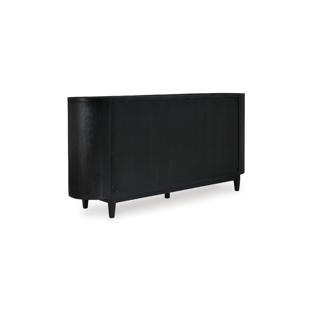 Robeck Dining Room Server | 3 Glass Doors w Nickel Handles | 74" Black