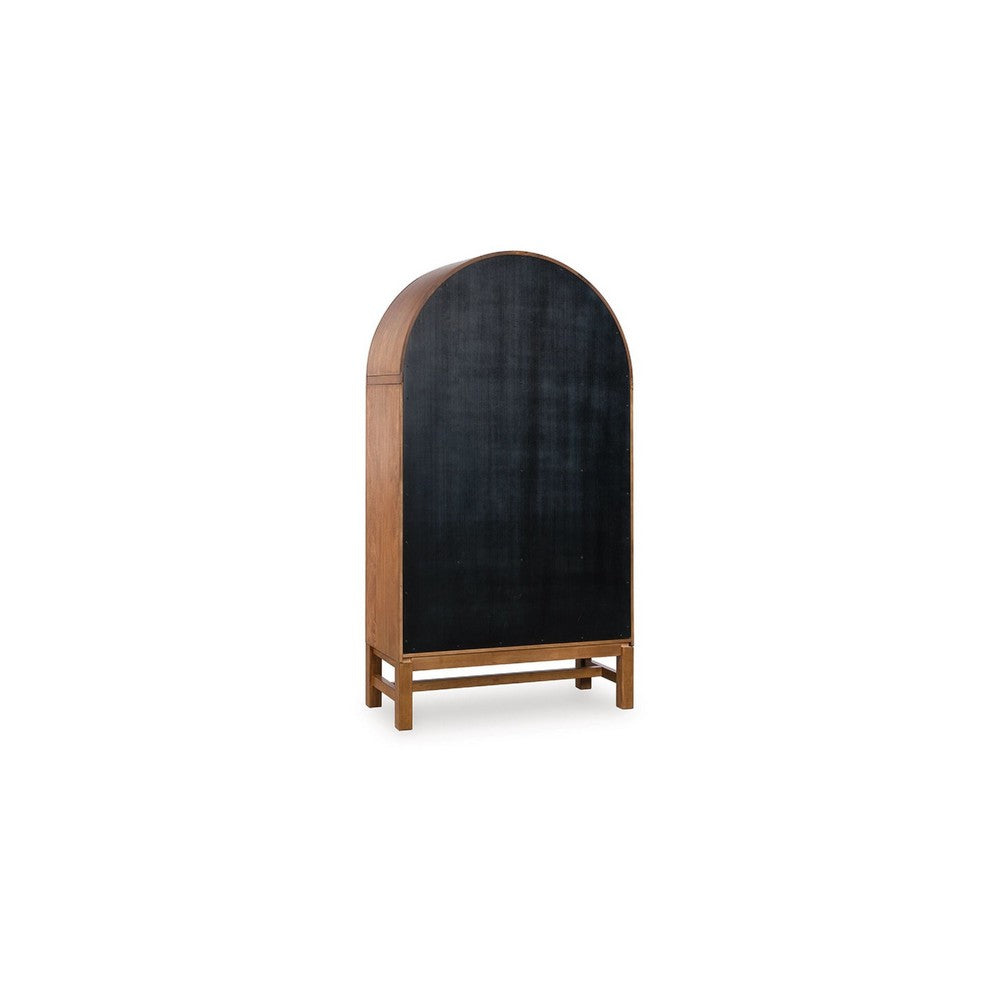 Gela Curio Display Cabinet | 2 Glass Arch Doors | Medium Brown Finish