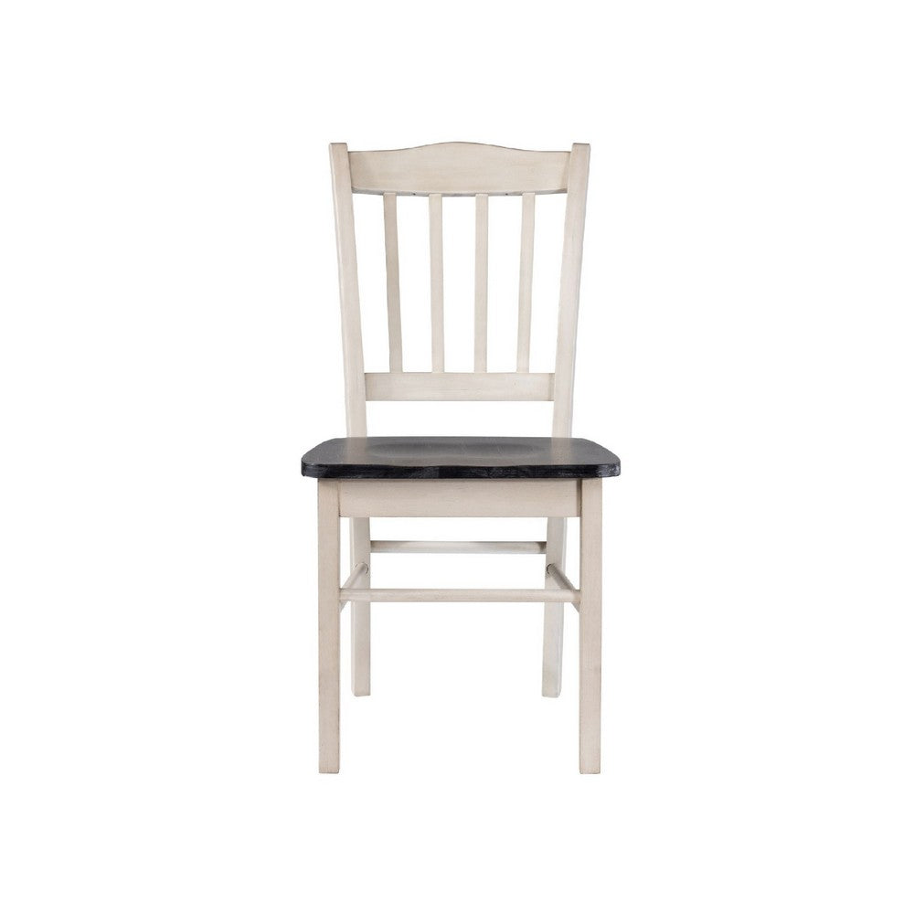 Nova Dining Side Chair Set of 2 | Euro Black Wood Seat | Antique White