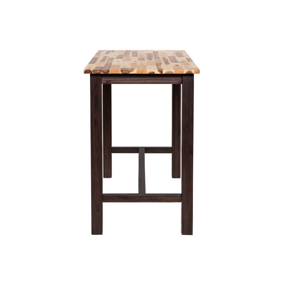 Amber Pub Table | 47" Rectangular Top | Espresso Brown Trestle Base