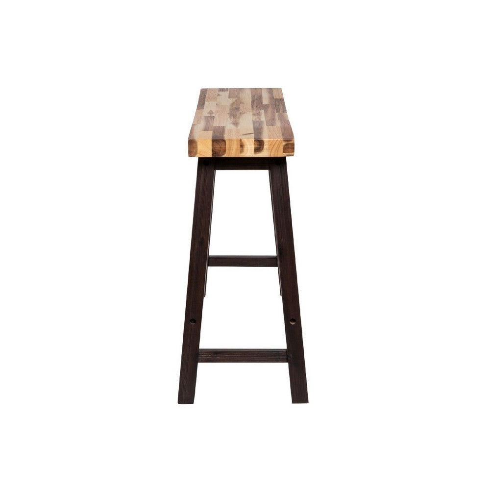 Amber Counter Height Bench | 33" Natural Brown Seat | Espresso Brown