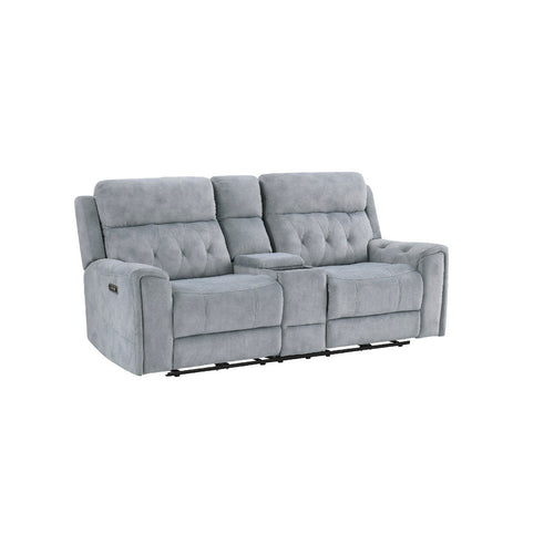 Celly Power Reclining Loveseat w Cupholders | USB Port | Gray Microfiber