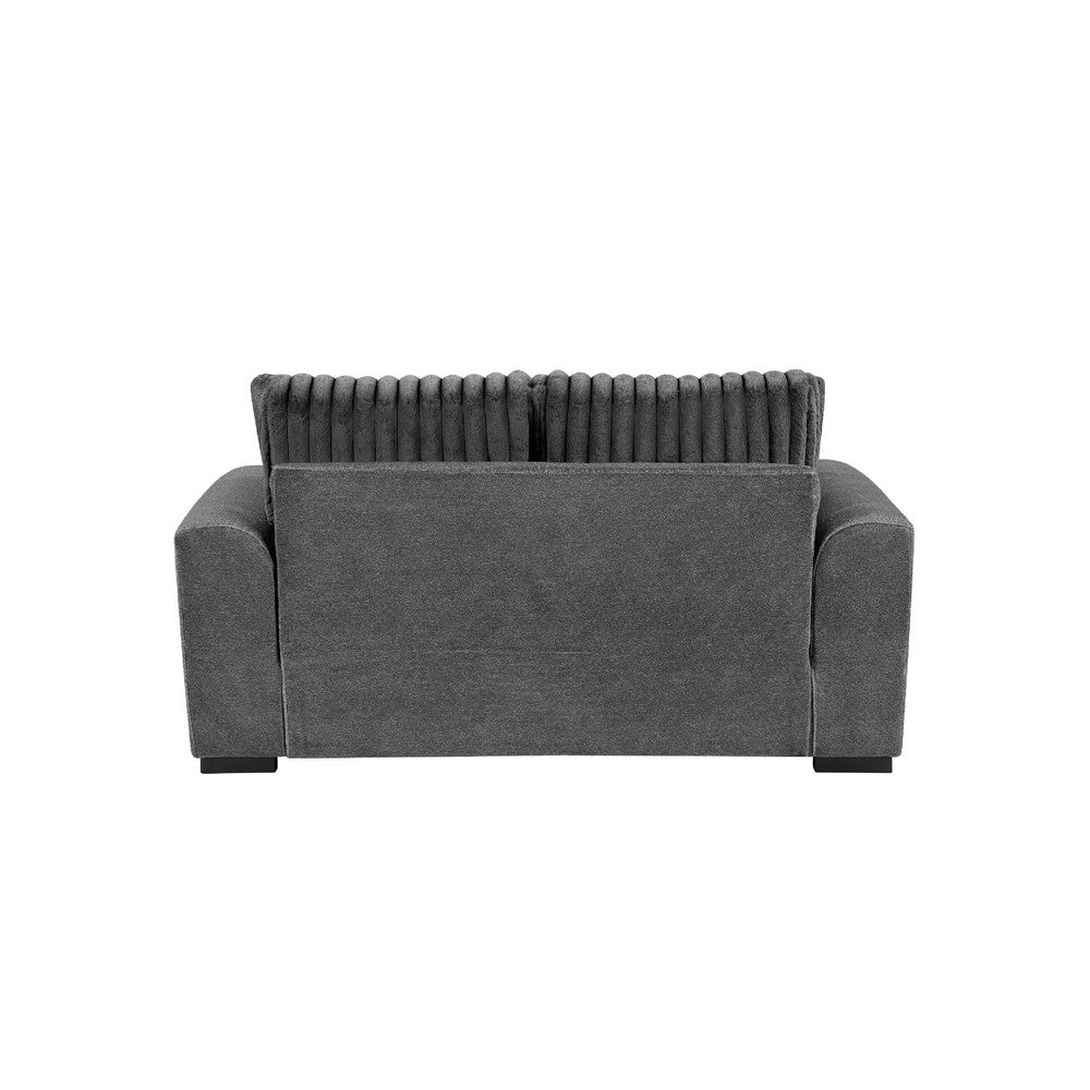 Zian Loveseat | Dark Gray Microfiber & Corduroy | 2 Matching Pillows | 66"