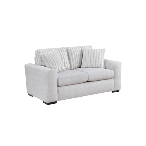 Zian Loveseat | Light Gray Microfiber & Corduroy | 2 Pillows | 66"