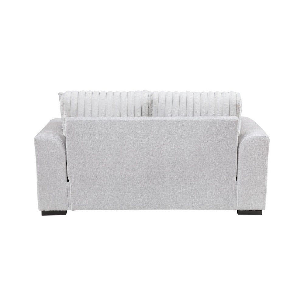 Zian Loveseat | Light Gray Microfiber & Corduroy | 2 Pillows | 66"