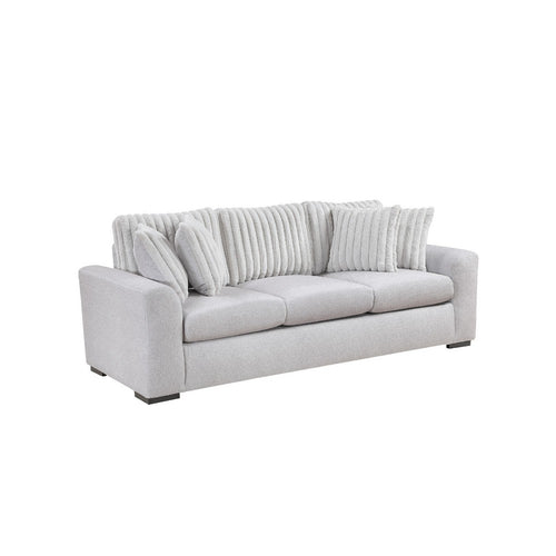 Zian Sofa | Light Gray Microfiber & Corduroy | 4 Matching Pillows | 92"