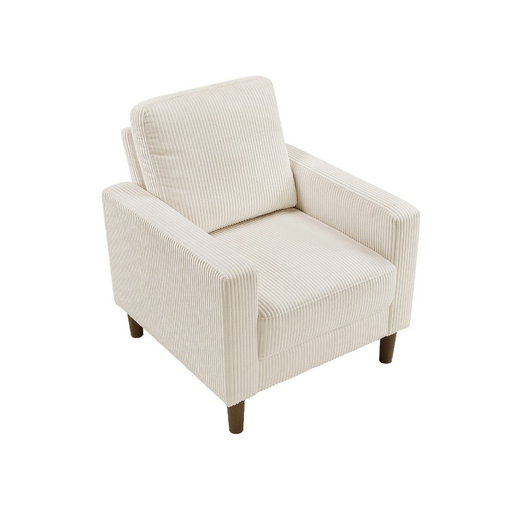 Cey Sofa Armchair | Beige Corduroy Upholstery | Modern Style Brown Legs