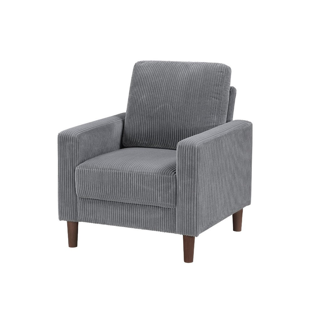 Cey Sofa Armchair | Gray Corduroy Upholstery | Modern Style Brown Legs