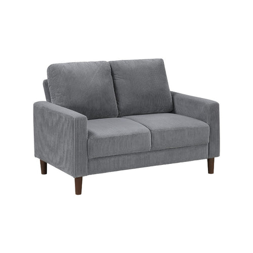 Cey Loveseat | Gray Corduroy Upholstery | Modern Style Brown Legs | 55"