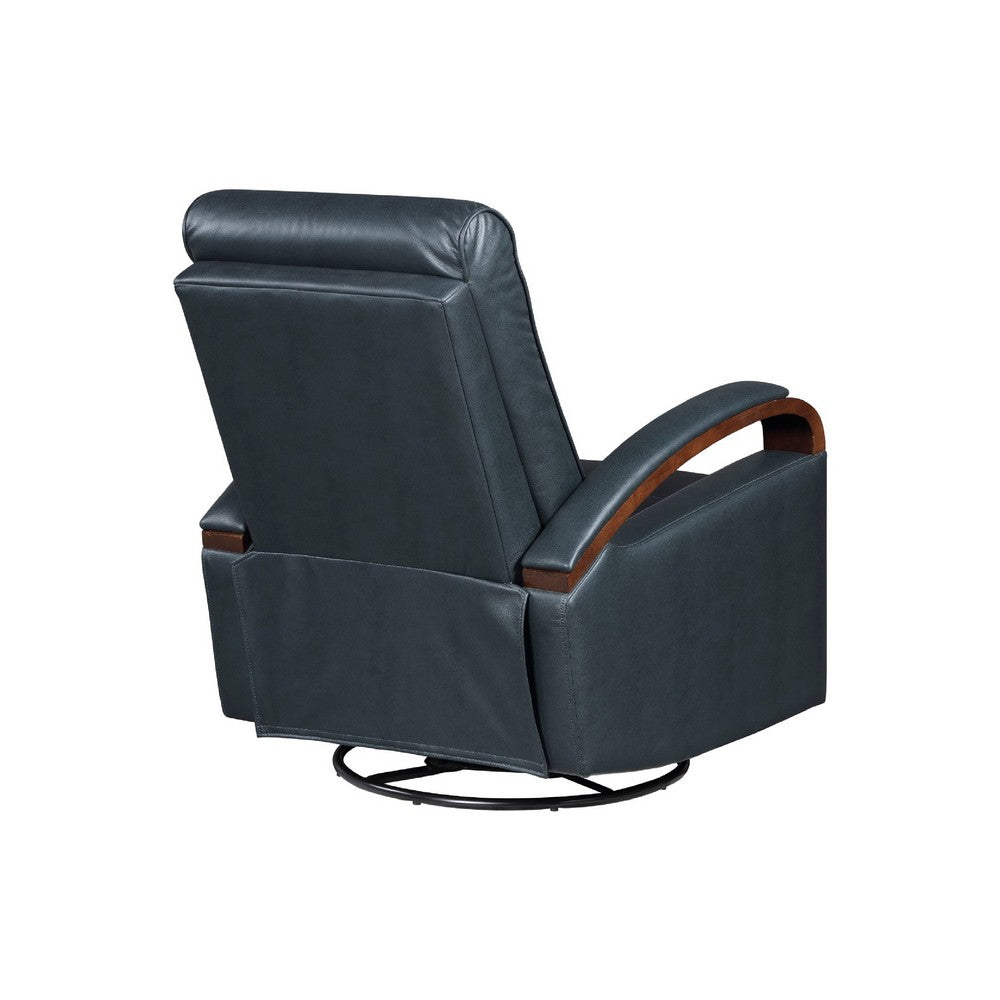 Gex Swivel Glider Manual Reclining Chair | Dark Blue Faux Leather