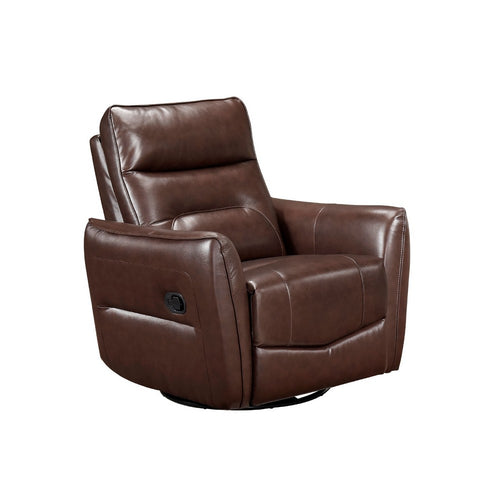 Temy Swivel Glider Manual Reclining Chair | Dark Brown Grain Leather
