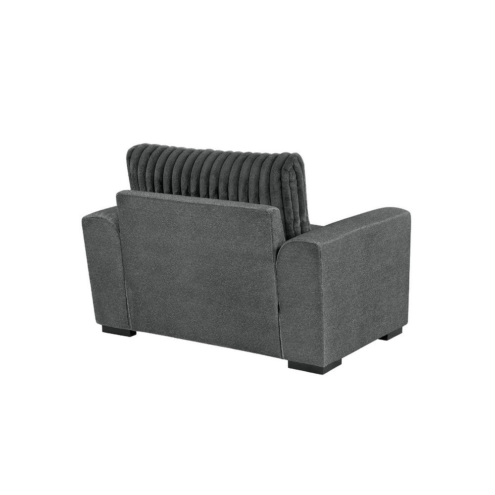 Zian Armchair w Pillow | Foam Cushions | Dark Gray Microfiber & Corduroy