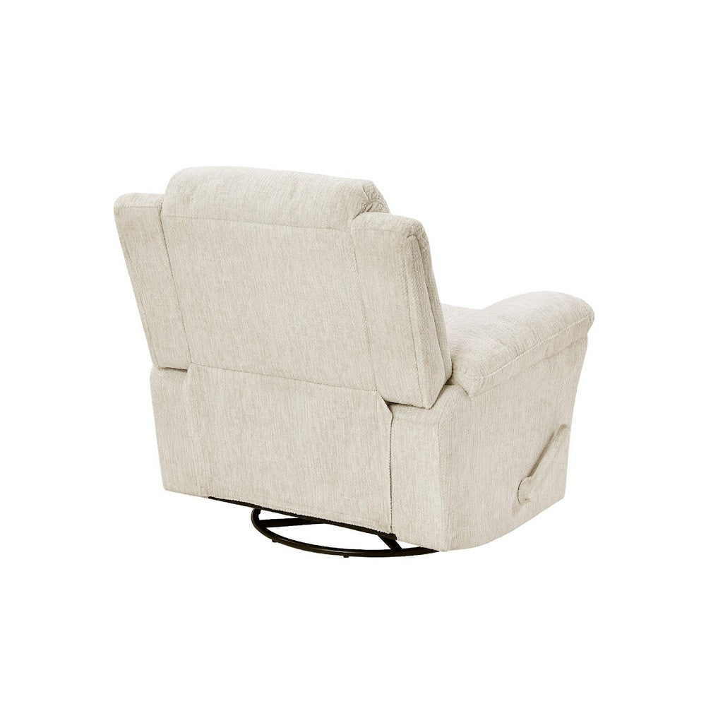 Oxy Swivel Manual Reclining Chair | Foam Pillow Arms | Beige Microfiber
