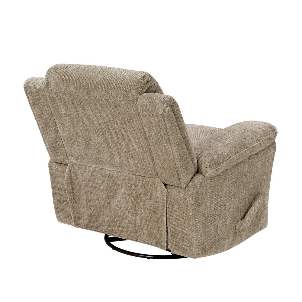 Oxy Swivel Manual Reclining Chair | Foam Pillow Arms | Brown Microfiber