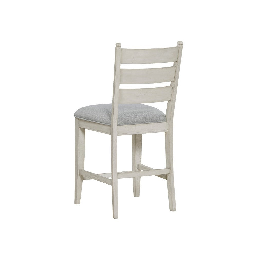 Wen Counter Height Chair Set of 2 | Gray Fabric Seat | Weathered White