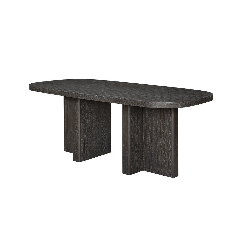 Mez Dining Table | 78" Rectangular Top | Double Pedestal Base | Ebony Black