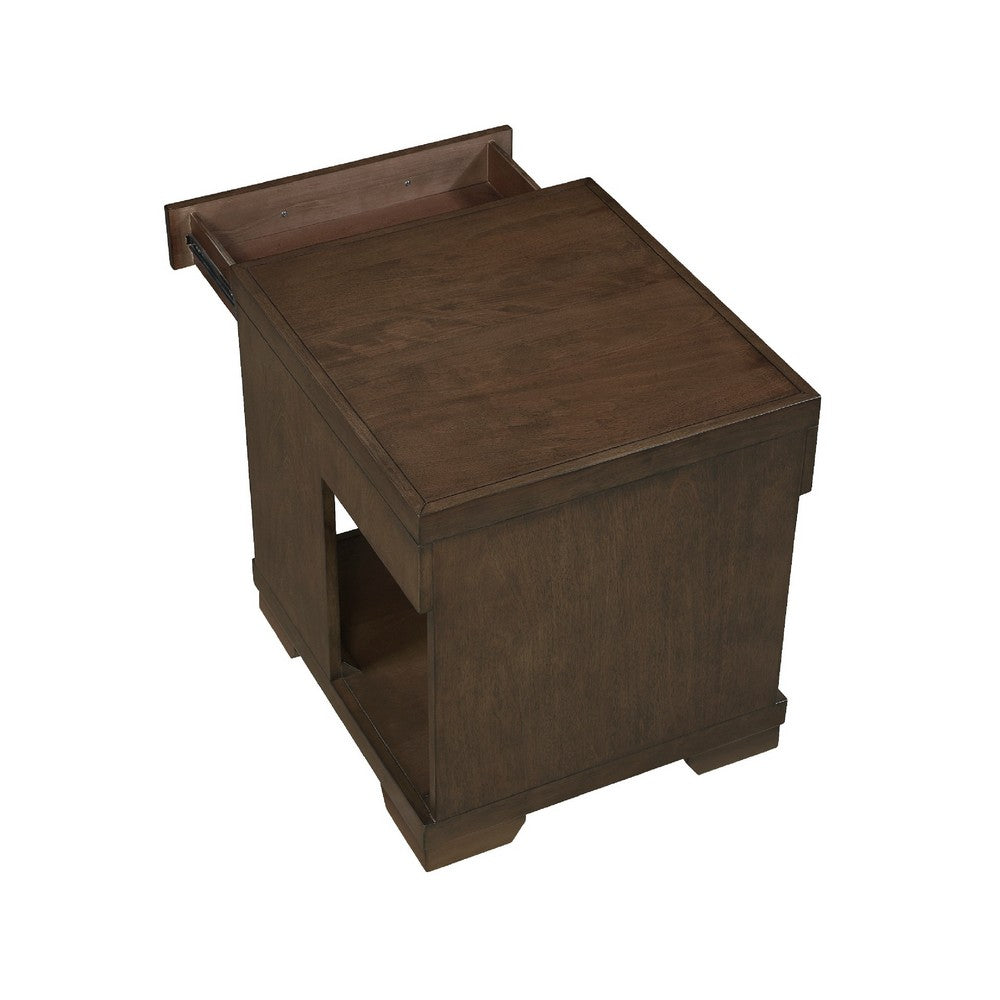 Duny Side End Table | 24" Top | 1 Drawer with Handle | Espresso Brown