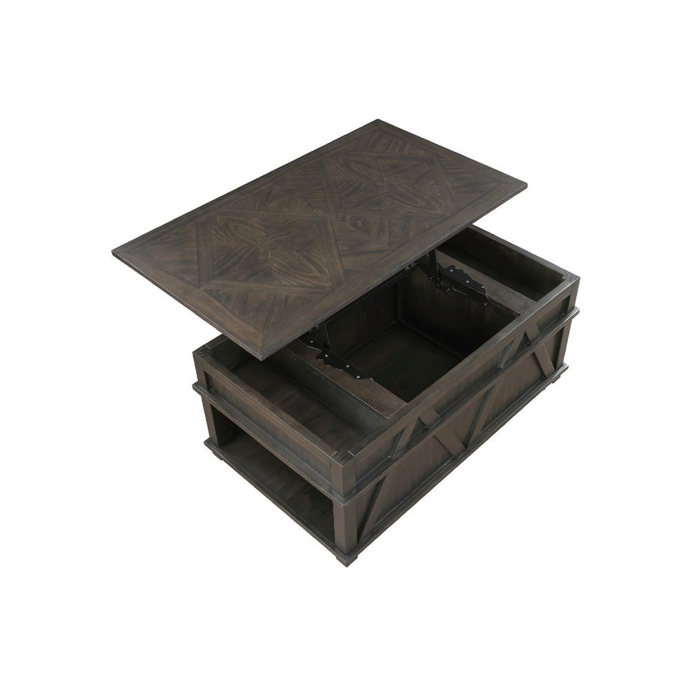 Leky Coffee Table | 44" | 1 Lift Top with Shelf Underneath | Brown