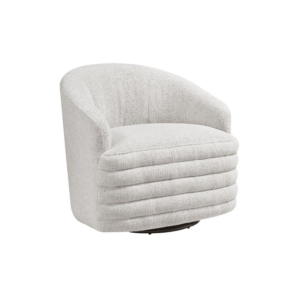 Vinn Swivel Accent Armchair | Barrel Design | Beige Chenille Fabric