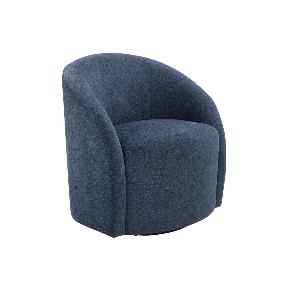 Saho Swivel Accent Chair | Barrel Style | Foam Padded | Modern Blue Boucle