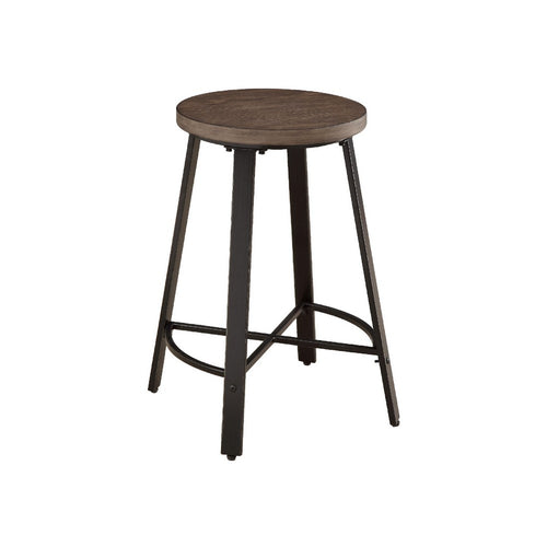 Reya Counter Height Stool Set of 2 | Burnished Brown Wood | Gray Metal