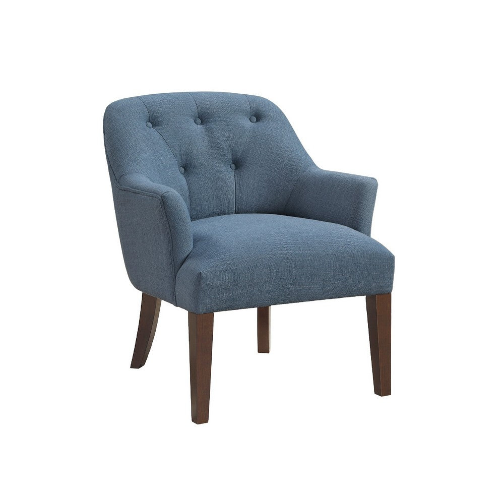 Beca Accent Armchair | Button Tufted Back | Sloped Arms | Blue Polyester