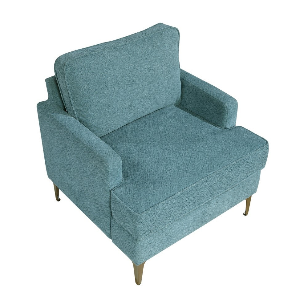 Cole Accent Chair | Peacock Blue Chenille | Track Arms | Gold Metal Legs