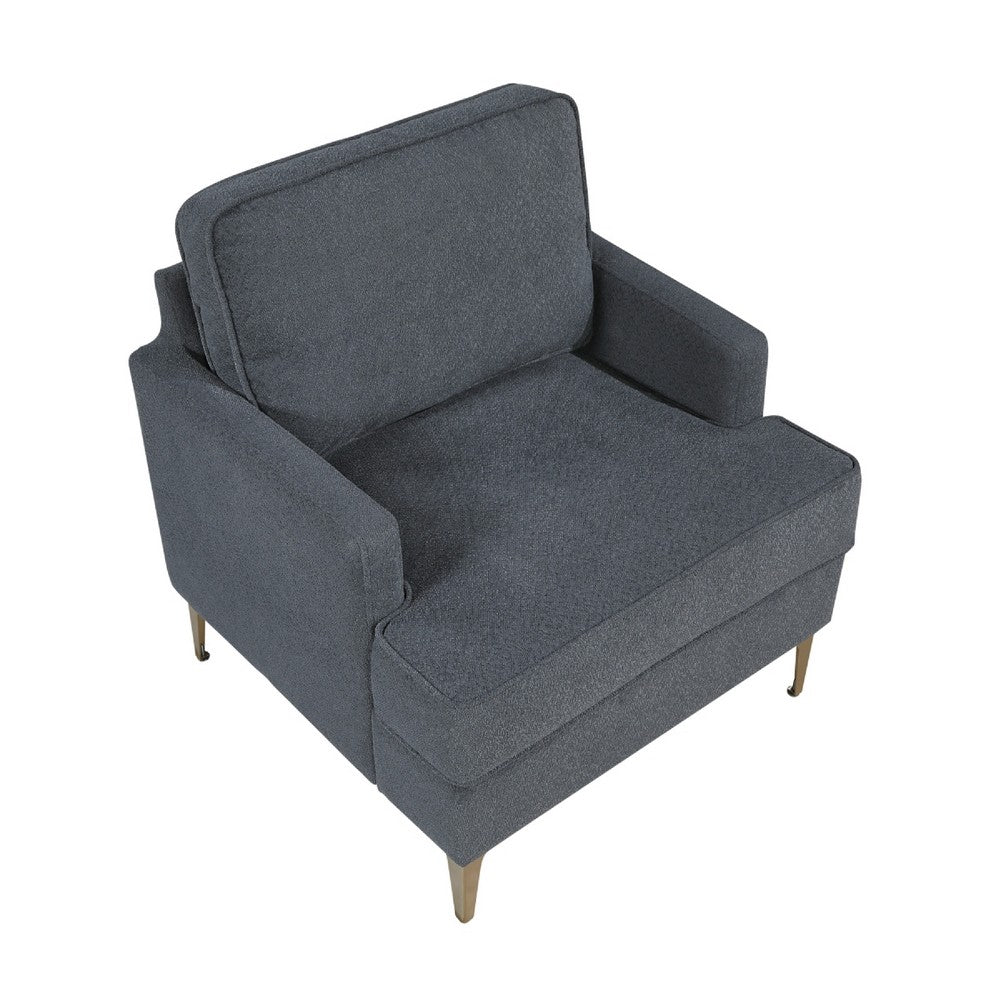 Cole Accent Chair | Dark Gray Chenille | Track Arms | Gold Metal Legs