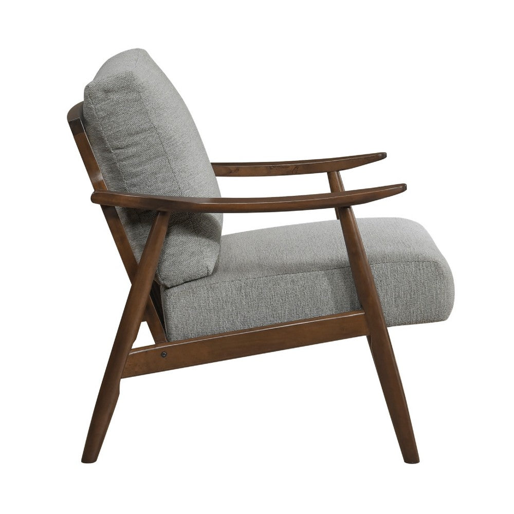 Toni Accent Chair | Foam Fill Gray Polyester | Slat Back Dark Brown Wood
