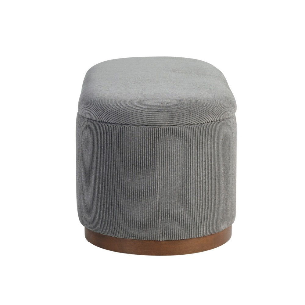 Sio Storage Bench | Ribbed Gray Corduroy | 43" Walnut Brown Wood