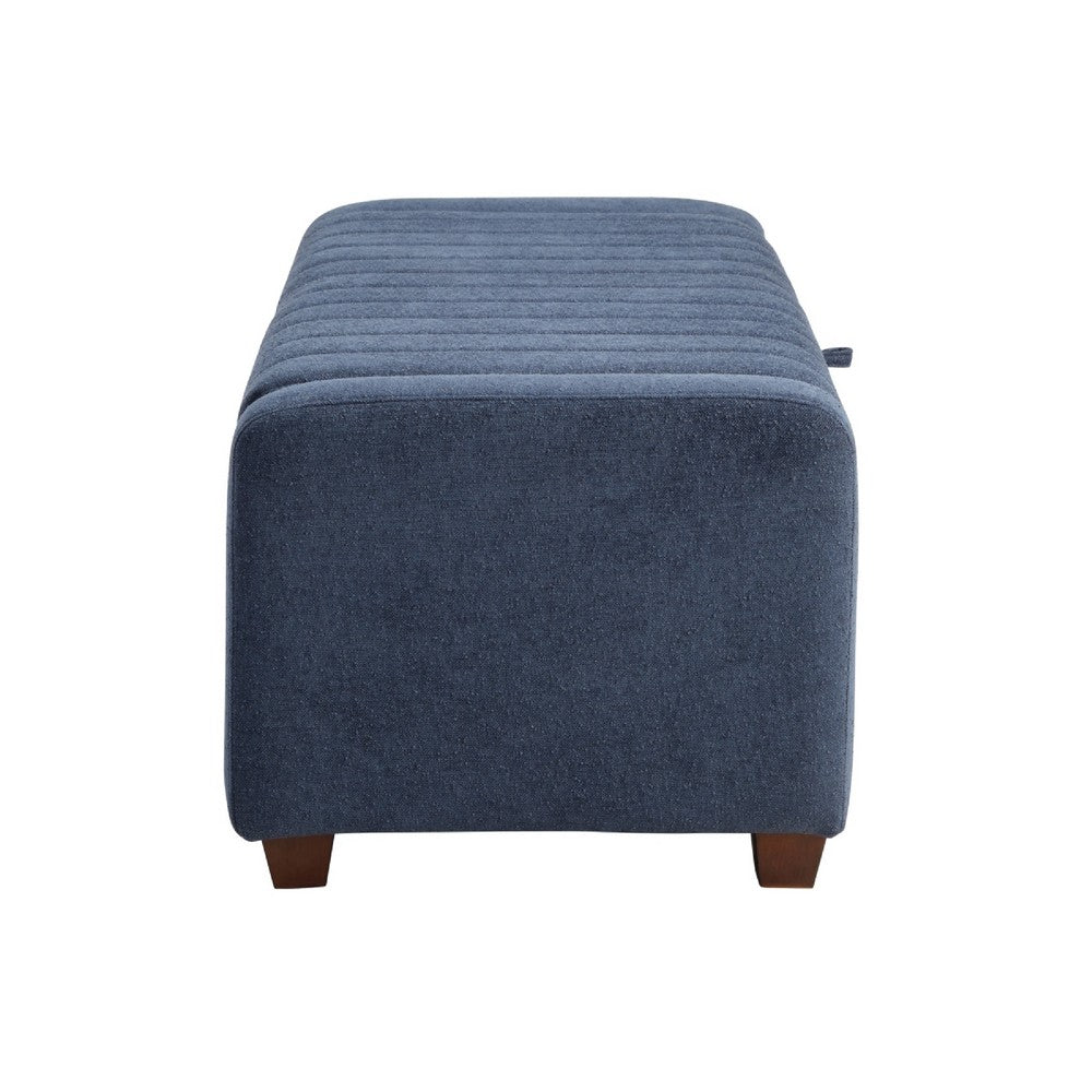 Doa Storage Bench | Channel Tufted | Blue Boucle Upholstery 50"