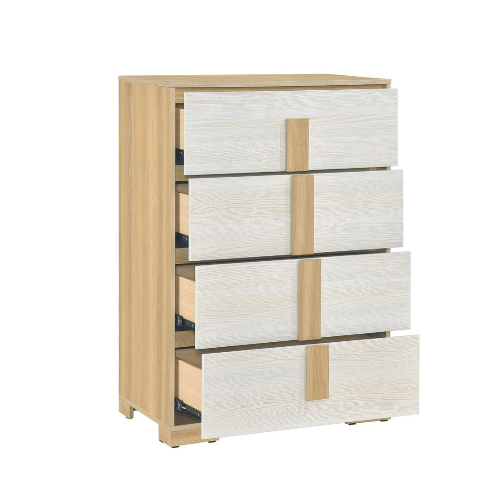 Mep Tall Dresser Chest | 4 Drawers | Dual Tone Natural Brown & White