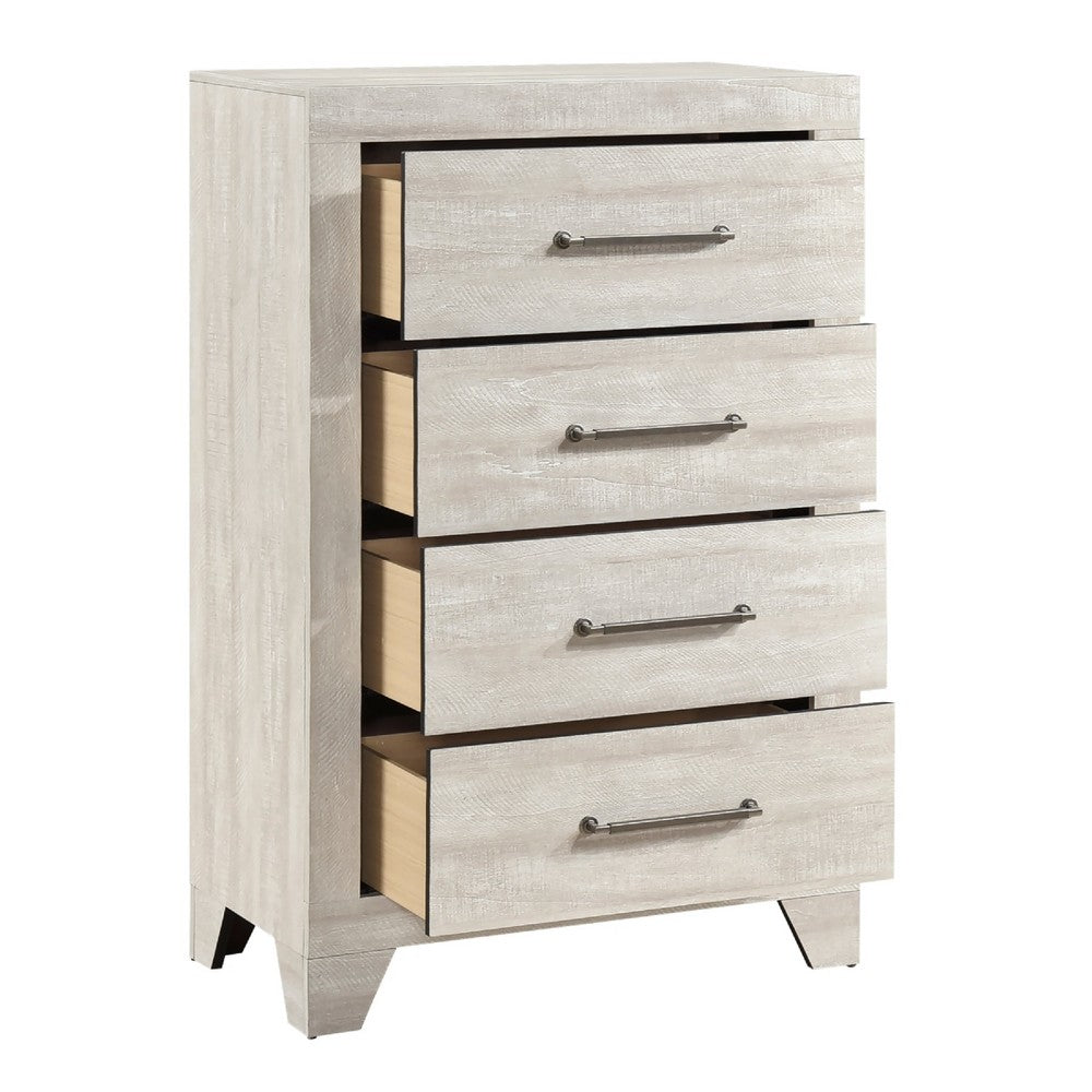 Ava Tall Dresser Chest | 4 Drawers w Antique Silver Bar Handles | Dusty Gray