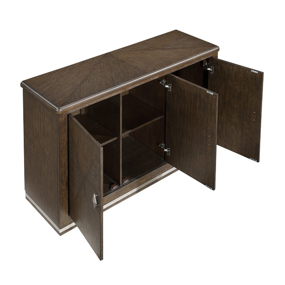 Lecy Sideboard Buffet Console | 56" | 3 Cabinets w Adjustable Shelves | Dark Brown