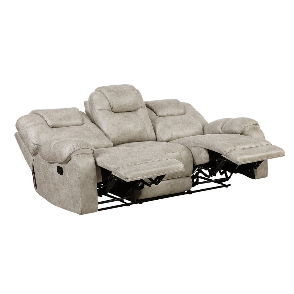 Lily Manual Reclining Sofa | Polished Pewter Gray Microfiber & Foam