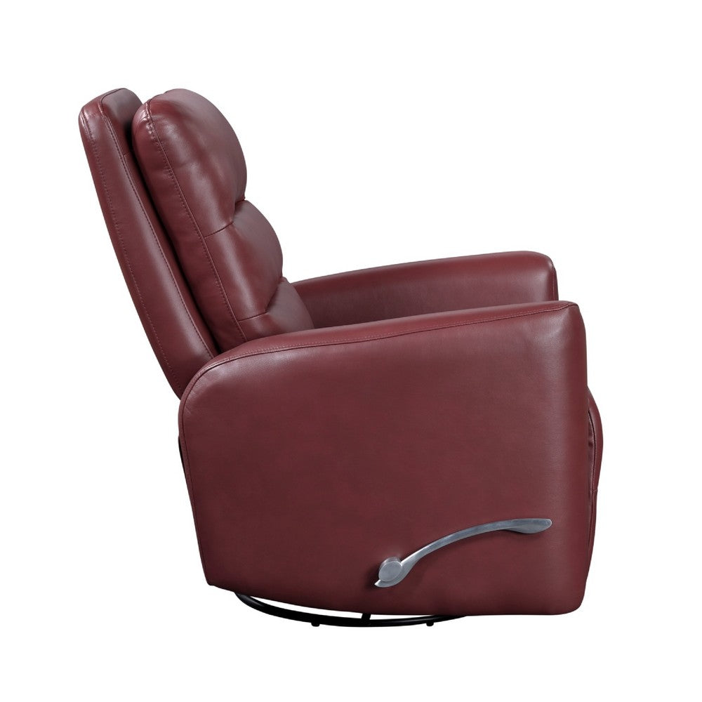 Demy Swivel Glider Manual Reclining Chair | Red Faux Leather Cushions