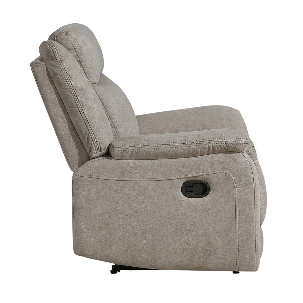 Nez Manual Reclining Chair | Contrast Edges | Dove Gray Microfiber