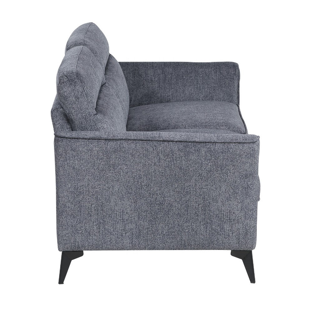 Teli Loveseat | Textured Dark Gray Microfiber | Black Metal Legs | 57"
