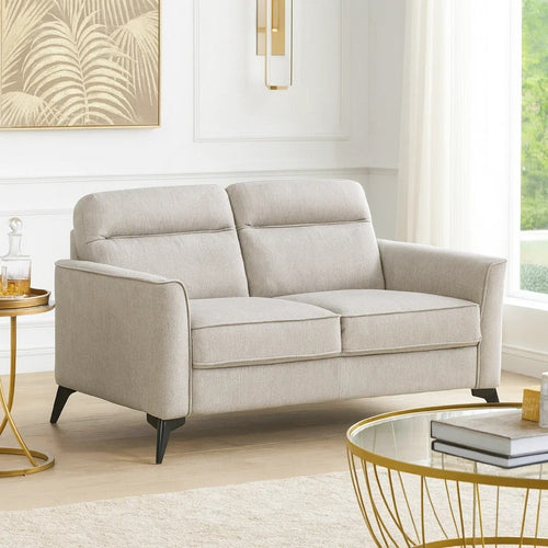Teli Loveseat | Light Tan Brown Microfiber | Black Metal Legs | 57"