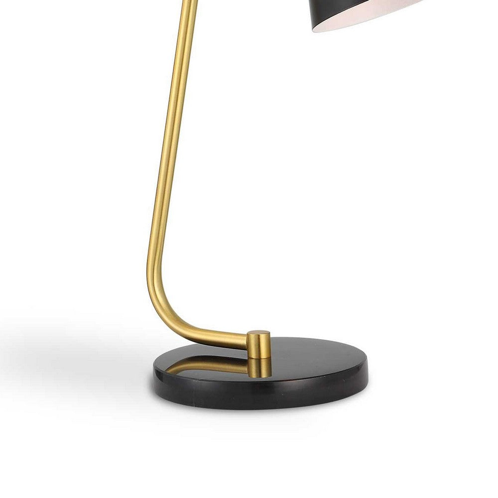 Kemy Desk Lamp w Pivoting Shade | Marble Base | Black & Gold | 22"