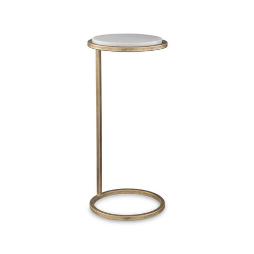 Mez Accent Table | 10" Round White Marble Top | Retro Gold Iron