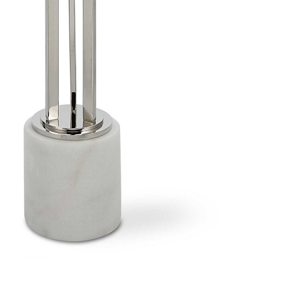 Fiz Accent Table | 11" Round Tempered Glass Top | Real Marble | White